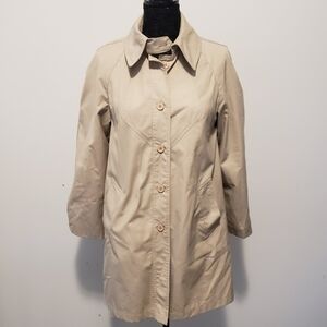 SAXTON HALL Knee Length Trench Coat Rain Coat Size 10 Color Beige/Tan